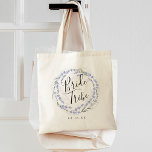 Tote Bag Elégante Lavender Watercolor Wreath Bride Tribe<br><div class="desc">Un cadeau sucré et élégant pour la fête de la mariée,  fourre-tout présente l'élégante aquarelle en wreath lavande avec la verdure avec "tribu de la mariée" inscrit à l'intérieur en écriture manuscrite. Personnalisez avec la date du mariage ou le nom du destinataire.</div>
