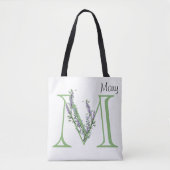 Tote Bag Elégante lettre alphabet M Lavender Eucalyptus (Devant)