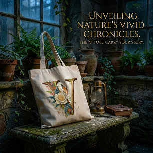 Tote Bag Élégante lettre florale bohème V