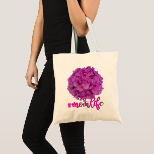 Tote Bag Elégante magenta rose hydrangée florale roses