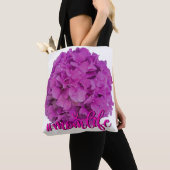 Tote Bag Elégante magenta rose hydrangée florale roses (De près)