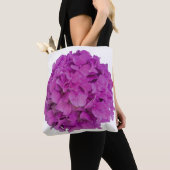 Tote Bag Elégante magenta rose hydrangée florale roses (De près)