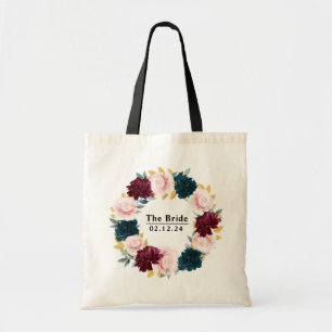 Tote Bag Élégante Mariée personnalisée rose Floral
