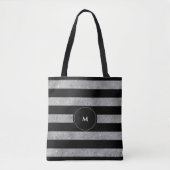 Tote Bag Élégante Parties scintillant d'argent noir Monogra (Devant)