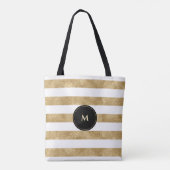 Tote Bag Élégante Parties scintillant d'or noir Monogramme (Dos)