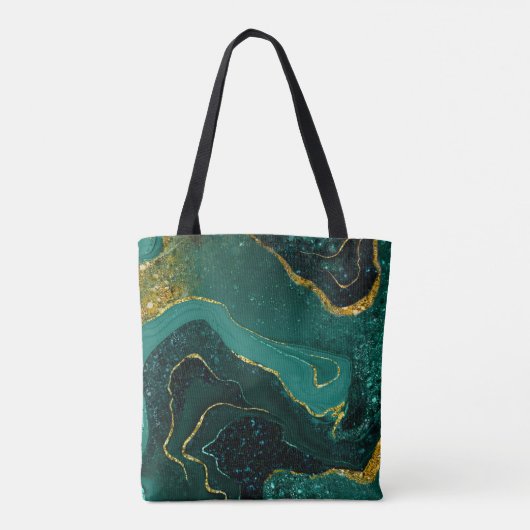 Tote Bag Elégante parties scintillant en marbre turquoise (Dos)