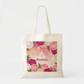 Tote Bag Élégante Parties scintillant Monogramme rose flora (Devant)