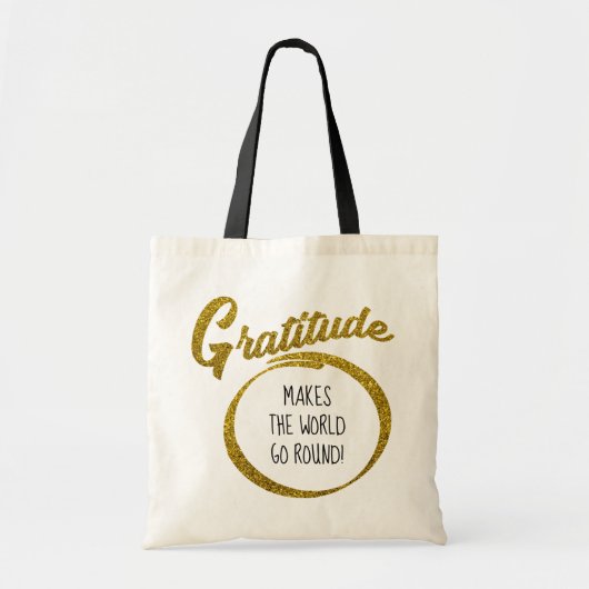 Tote Bag Elégante Parties scintillant Or Gratitude Typograp (Devant)