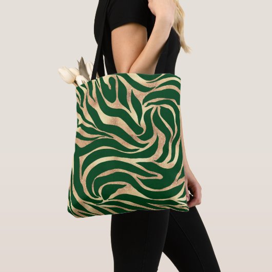 Tote Bag Elégante Parties scintillant or Zebra Green Poster (De près)