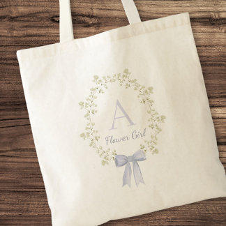 Tote Bag Élégante Personnalisée Initiale Cute Flower Bow
