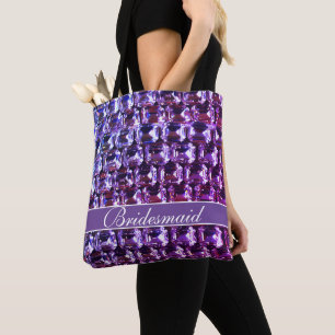 Tote Bag Elégante pierre violette diamants calligraphie