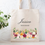 Tote Bag Élégante Rose d'aquarelle Monogram Flower Bridesma<br><div class="desc">Voici notre Elégant Sac fourre-tout Rose d'aquarelle Monogram. Doté d'une aquarelle florale illustrée et d'un texte élégant pouvant être personnalisé. Il ajoute une touche nature à votre style. Convient comme un cadeau de femme de ménage ou une faveur de mariage.</div>