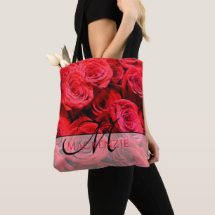 Tote Bag Élégante rose rouge fleurs rouges rouge floral rou