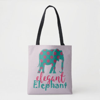 Tote Bag Élégante silhouette florale drôle d'éléphant fémin