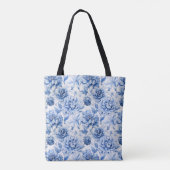 Tote Bag Elégante toile bleue de Jouy (Dos)