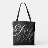 Tote Bag Élégante typographie Monogramme noir (Dos)
