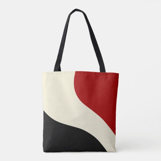 Tote Bag Elégante vague minimale en rouge, noir et crème (Dos)