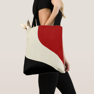 Tote Bag Elégante vague minimale en rouge, noir et crème
