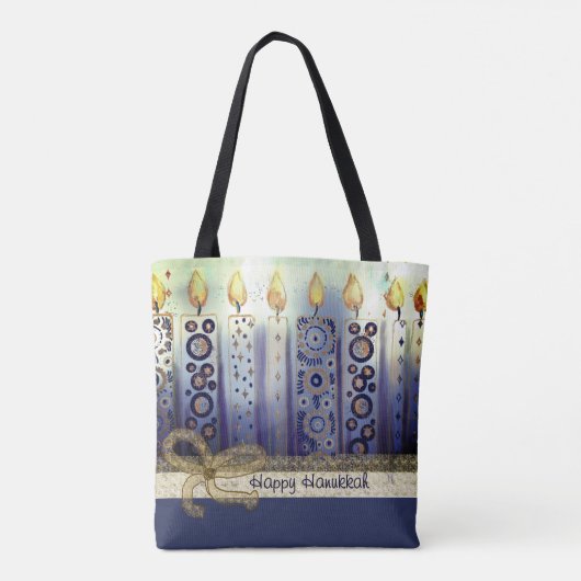 Tote Bag Élégantes bougies joyeuses Hanoukka (Dos)