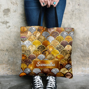 Tote Bag Élégantes échelles de sirène en or