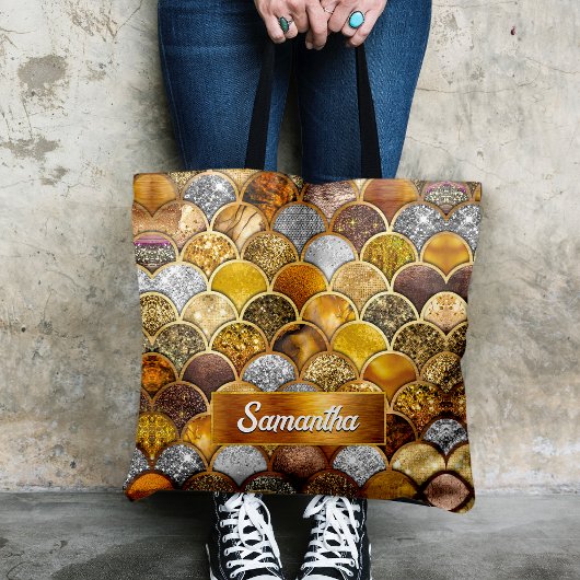 Tote Bag Élégantes échelles de sirène en or
