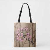 Tote Bag Élégantes fleurs de cerisier avec bâtons (Devant)