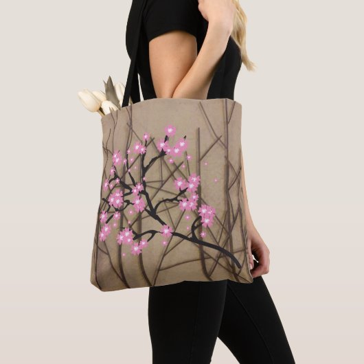 Tote Bag Élégantes fleurs de cerisier avec bâtons (De près)