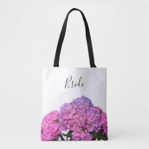 Tote Bag Elégantes hydrangées florales mauve rose doux