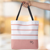 Tote Bag Élégantes initiales de monogramme à rayures modern