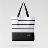 Tote Bag Élégantes Initiales Monogramme Rayure Moderne Gras