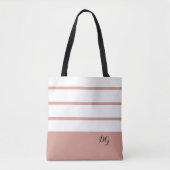 Tote Bag Élégantes Initiales Monogramme Rayures Modernes Gr (Devant)