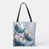 Tote Bag Élégantes tulipes bleues et blanches (Dos)