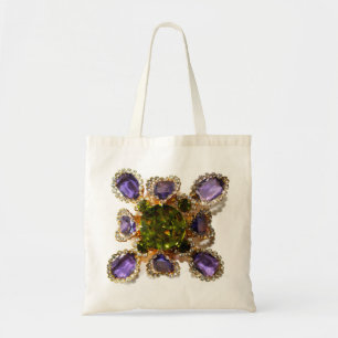 Tote Bag Élégants diamants pierres précieuses violettes ver
