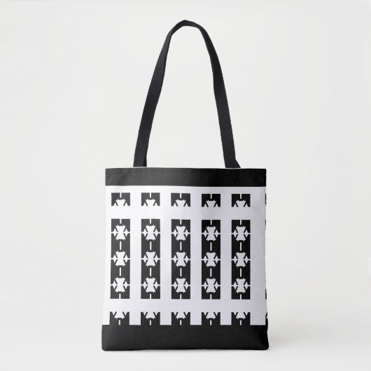 Tote Bag Élégants Diamants Triples Blancs Noir & Blanc (Devant)