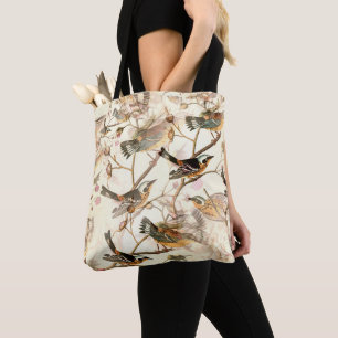 Tote Bag Élégants oiseaux botaniques vintage et baies sauva