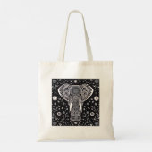Tote Bag Élément Boho noir et blanc en batik (Dos)