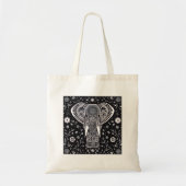 Tote Bag Élément Boho noir et blanc en batik (Devant)