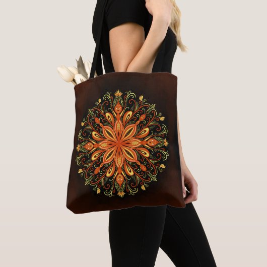 Tote Bag Élément de feu Mandala - Créateur de flamme kaléid (De près)