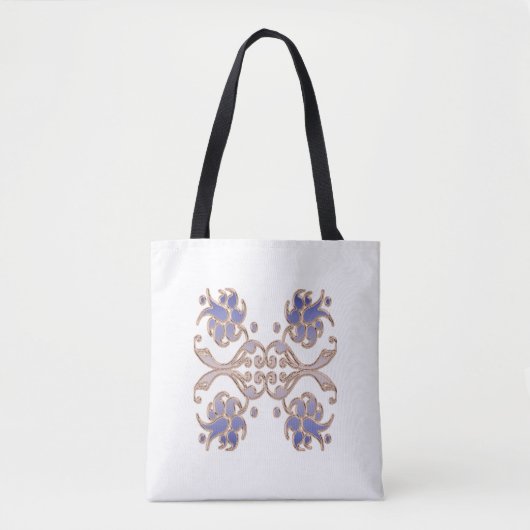 Tote Bag élément d'or de damassé florale (Devant)
