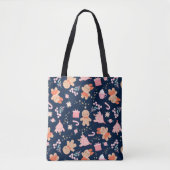 Tote Bag Eléments de Noël en bleu marine (Devant)