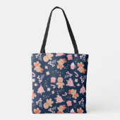 Tote Bag Eléments de Noël en bleu marine (Dos)