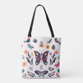 Tote Bag Eléments de printemps Papillons Oiseaux Fleurs (Dos)