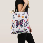 Tote Bag Eléments de printemps Papillons Oiseaux Fleurs (De près)