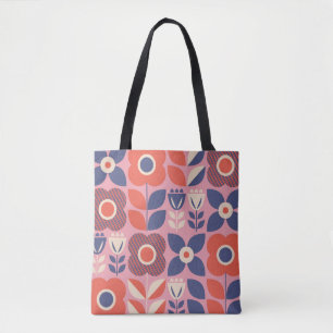 Tote Bag Eléments floraux scandinaves rétro