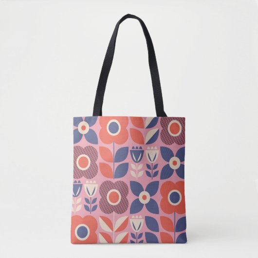 Tote Bag Eléments floraux scandinaves rétro (Devant)