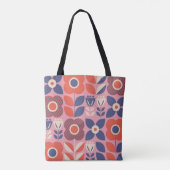 Tote Bag Eléments floraux scandinaves rétro (Dos)