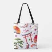 Tote Bag Éléments japonais Aquarelle texture transparente (Dos)
