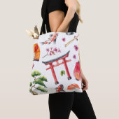 Tote Bag Éléments japonais Aquarelle texture transparente (De près)