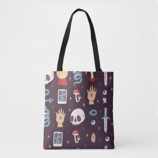Tote Bag Éléments magiques : crâne, tarot sans soudure (Devant)