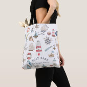 Tote Bag Éléments nautiques à l'aquarelle Marin (De près)